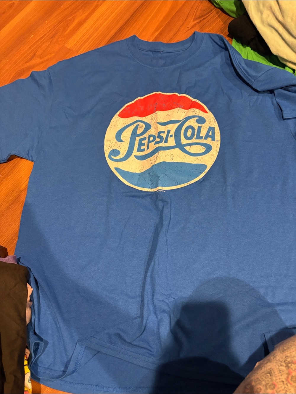 Pepsi Blue Short Sleeve Logo Tee with Red and White Accent
